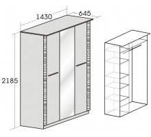 Трехстворчатый шкаф гардероб для спальни Элана, цвет Бодега белая