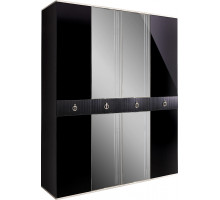 Четырехстворчатый шкаф для одежды с зеркалом Rimini Solo РМШ1/4 (s) (черный)