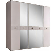 Пятистворчатый шкаф для одежды с зеркалом Rimini Solo РМШ1/5 (s) (слоновая кость)